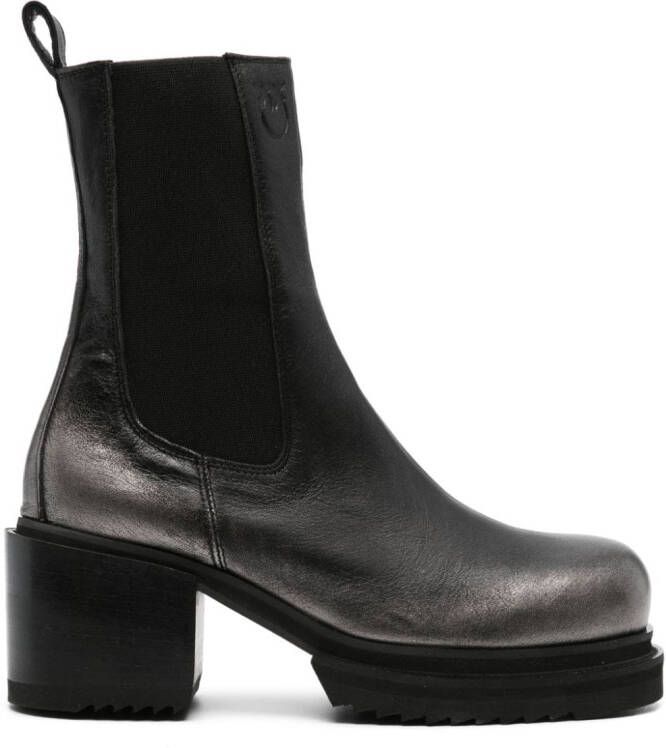 PINKO 70mm metallic-effect leather boots Black