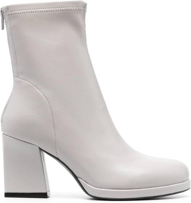 PINKO 85mm leather ankle boots Grey