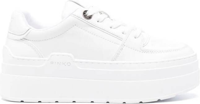 PINKO Greta Love Birds-logo platform sneakers White