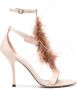PINKO Janis 95mm feather-detail sandals Neutrals - Thumbnail 1
