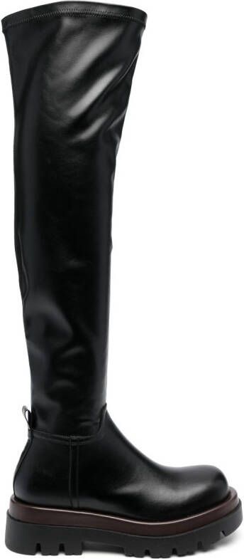 PINKO leather knee-high boots Black