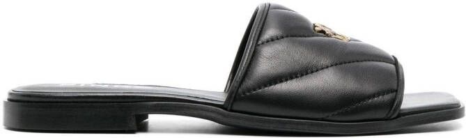 PINKO Molly quilted leather slides Black
