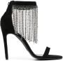 PINKO rhinestone-fringe suede sandals Black - Thumbnail 1