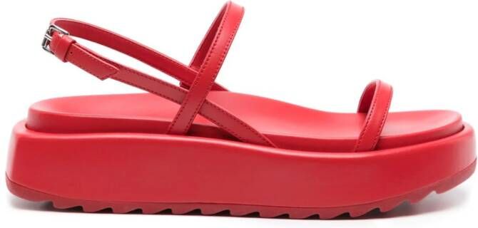 Plan C chunky-sole leather sandals Red