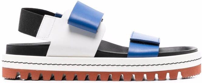 Plan C colour-block touch-strap sandals Blue