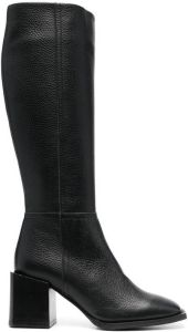 Pollini 75mm leather knee boots Black