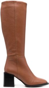 Pollini 75mm leather knee boots Brown