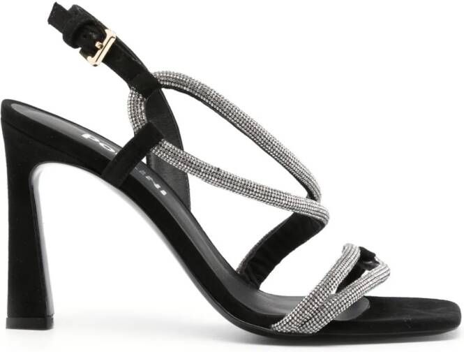Pollini Bling 95mm leather sandals Black