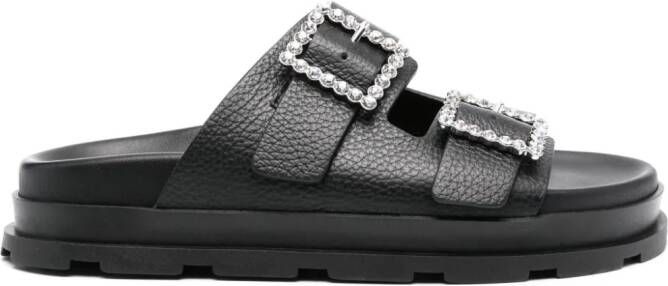 Pollini double-strap sandals Black