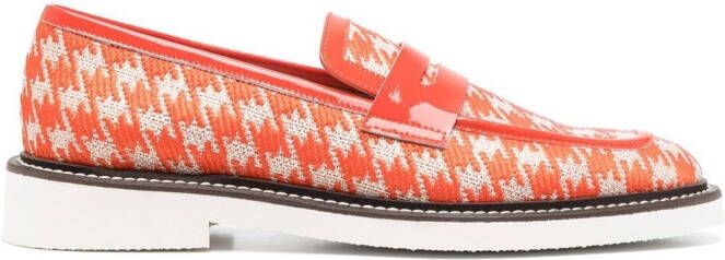 Pollini houndstooth-pattern print loafers Orange