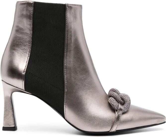 Pollini Link 80mm Chelsea boots Gold