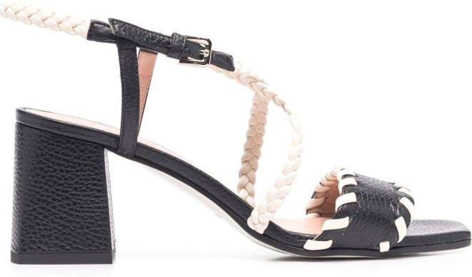 Pollini whipstitch-trim braided-strap sandals Black