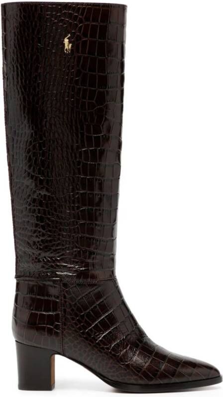 Polo Ralph Lauren 55mm crocodile-embossed leather boots Brown