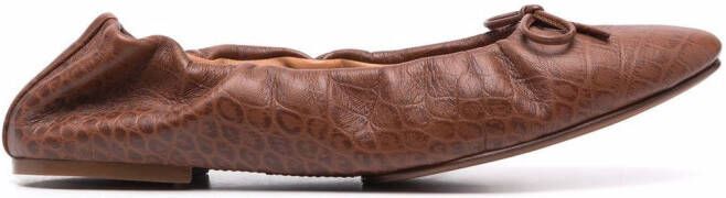 Polo Ralph Lauren elasticated leather ballet pumps 002 BROWN