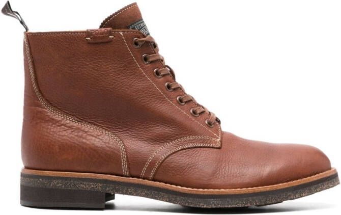 Polo Ralph Lauren grained-texture leather ankle boots Brown