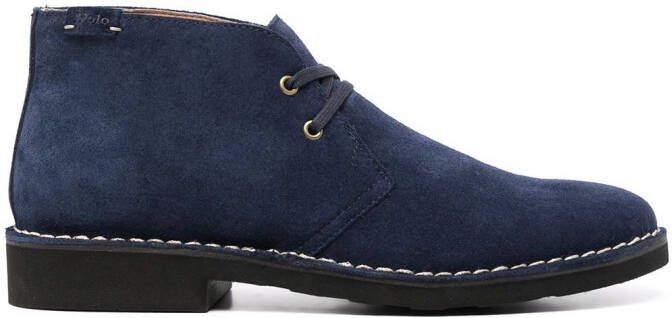 Polo Ralph Lauren logo-patch suede ankle boots Blue