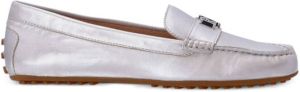 Polo Ralph Lauren logo-plaque leather loafers Silver