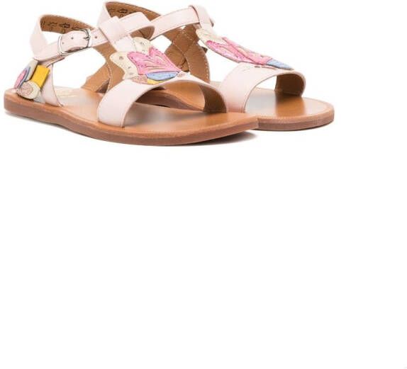 Pom D'api Butterfly Beach metallic-finish sandals Pink