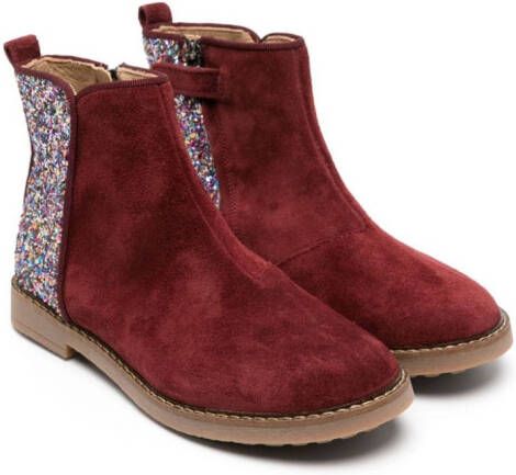 Pom D'api glitter-panels suede ankle boots Red