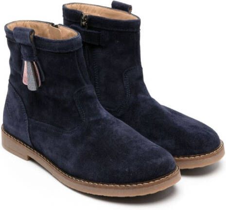 Pom D'api layered-detail suede ankle boots Blue