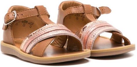 Pom D'api metallic buckle-strap sandals Brown