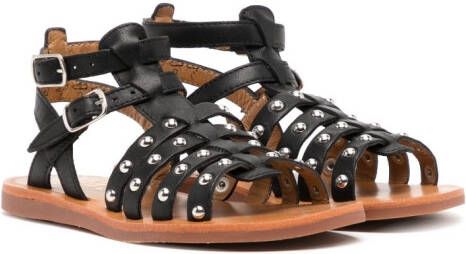 Pom D'api stud-embellished leather sandals Black