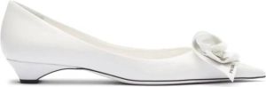 Prada 25mm floral-appliqué leather pumps White