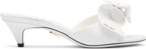 Prada 45mm floral-appliqué leather mules White