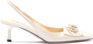 Prada 55mm flower-appliqué slingback pumps Neutrals