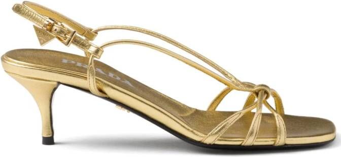 Prada 55mm leather sandals Gold