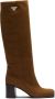 Prada 65mm knee-high leather boots Brown - Thumbnail 1