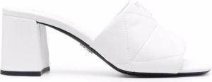 Prada 65mm logo-detail quilted leather mules White