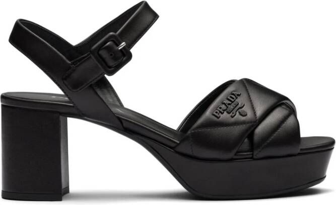 Prada 65mm quilted leather sandals Black