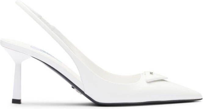 Prada 75mm triangle-logo pumps White