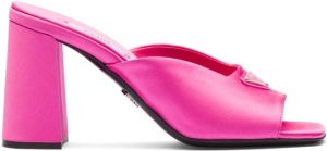 Prada 85mm high-heel satin slides Pink