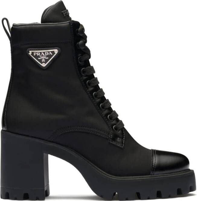 Prada 90mm triangle-logo ankle boots Black