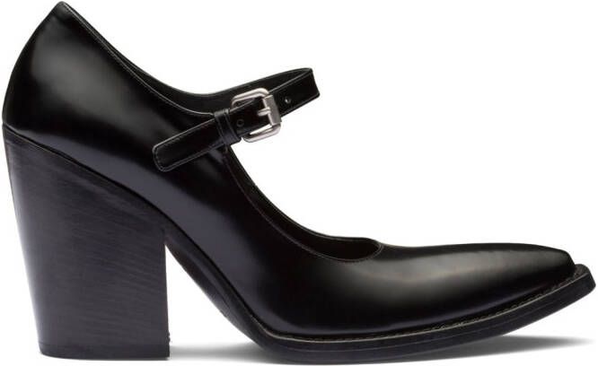 Prada 95mm brushed leather pumps Black