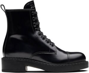 Prada block heel combat boots Black