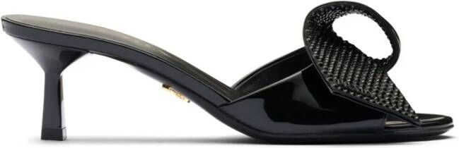 Prada bow-detail patent-leather sandals Black