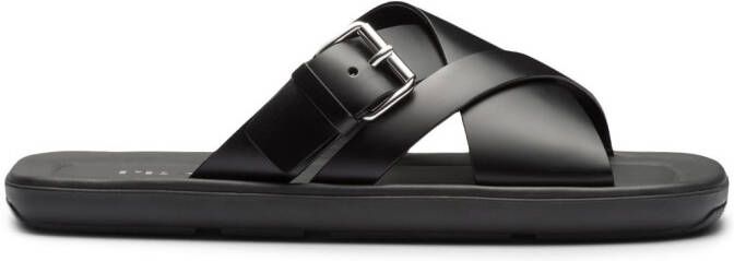 Prada brushed double crisscross sandals Black