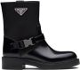 Prada brushed leather and Re-Nylon booties Black - Thumbnail 1