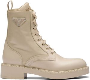 Prada Brushed-Leather ankle boots Neutrals