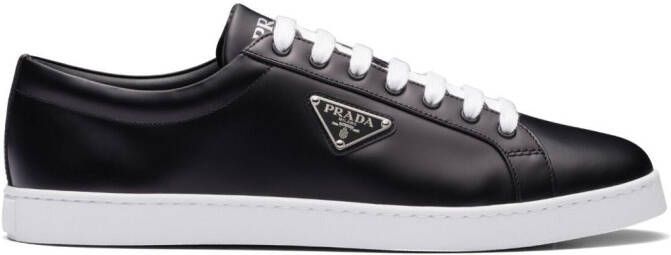 Prada Brushed leather low-top sneakers Black