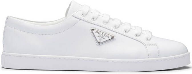 Prada brushed leather low-top sneakers White