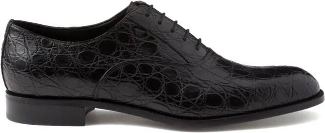 Prada crocodile-effect leather Oxford shoes Black