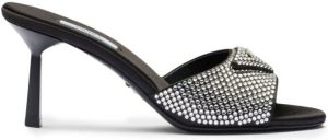 Prada crystal-embellished satin mules Silver