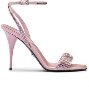 Prada crystal-embellished satin sandals Pink