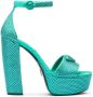 Prada crystal-studded 135mm satin platform sandals Green - Thumbnail 1