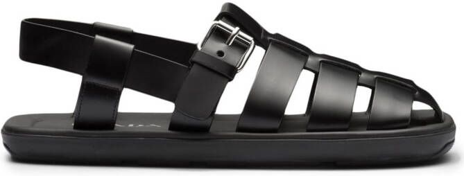 Prada interwoven straps flat sandals Black