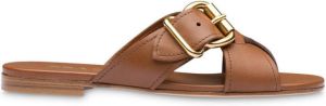 Prada Leather Sandals Brown